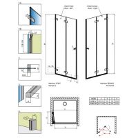Складная душевая дверь Radaway Arta в нишу DWB схема 2