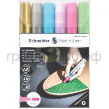 Маркеры акриловые Schneider Paint-It 310 4мм 6шт. пастель+золот+серебр. 120296