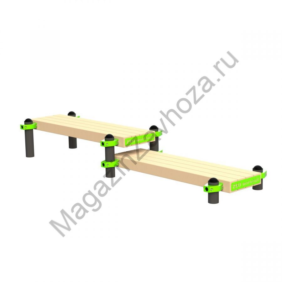 W352 GTO Скамья гимнастическая горизонтальная разноуровневая (двойная) Zavodsporta