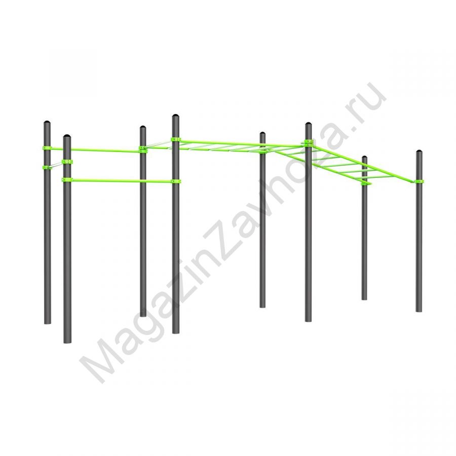 W215 Воркаут (3 перекладины, рукоход классический, рукоход в подъем) Zavodsporta