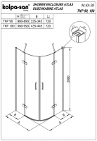 Душевая кабина Kolpa San ATLAS TKP распашная открытая схема 2