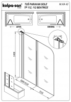 Шторка на ванну Kolpa San SOLE TP 112 (Сол ТП 112) схема 2