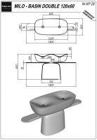 Двойная раковина Kolpa San MILO BASIN DOUBLE (Мило) 120х60 с полкой схема 2