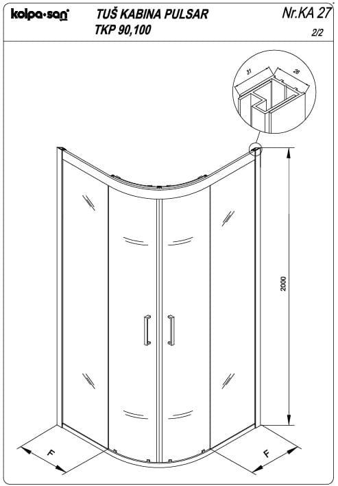 Полукруглый душевой уголок Kolpa San PULSAR TKP 560 схема 2