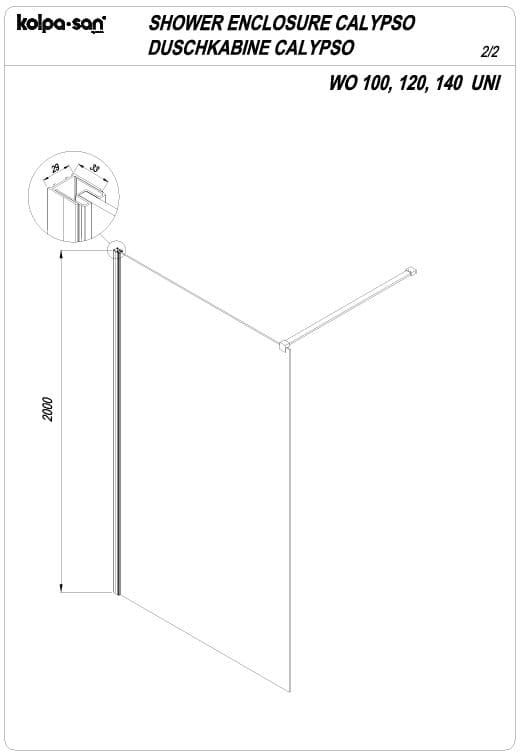 Душевое ограждение Walk-in Kolpa San CALYPSO WO 517 схема 3