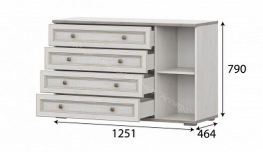 Комод Александрия КМ-103 с 4 ящиками и дверцей