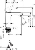 Смеситель Hansgrohe Metris для раковины 31084000 схема 1