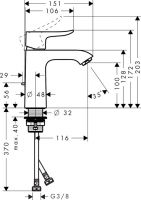 Смеситель Hansgrohe Metris для раковины 31080000 схема 1