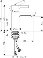 Смеситель Hansgrohe Metris S для раковины 31068000 схема 1