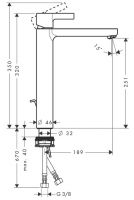 Смеситель Hansgrohe Metris S для раковины 31022000 схема 1