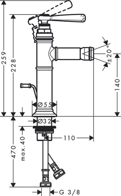 Смеситель Hansgrohe AXOR Montreux для биде 16526820 схема 1