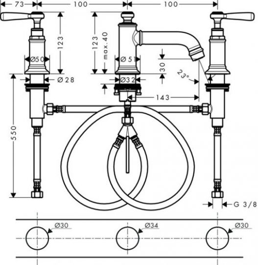 Смеситель Hansgrohe AXOR Montreux для раковины 16535000 ФОТО