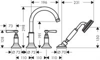 Смеситель Hansgrohe AXOR Motreux для ванны с душем 16554820 схема 1