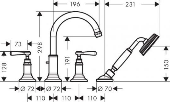 Смеситель Hansgrohe AXOR Motreux для ванны с душем 16554820 ФОТО