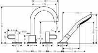 Смеситель Hansgrohe AXOR Uno для ванны с душем 38445000 схема 1