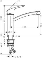 Смеситель Hansgrohe Focus для кухни 31806800 схема 1