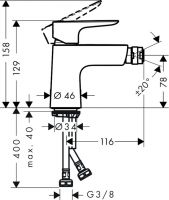 Смеситель Hansgrohe Talis E для биде 71721000 схема 1