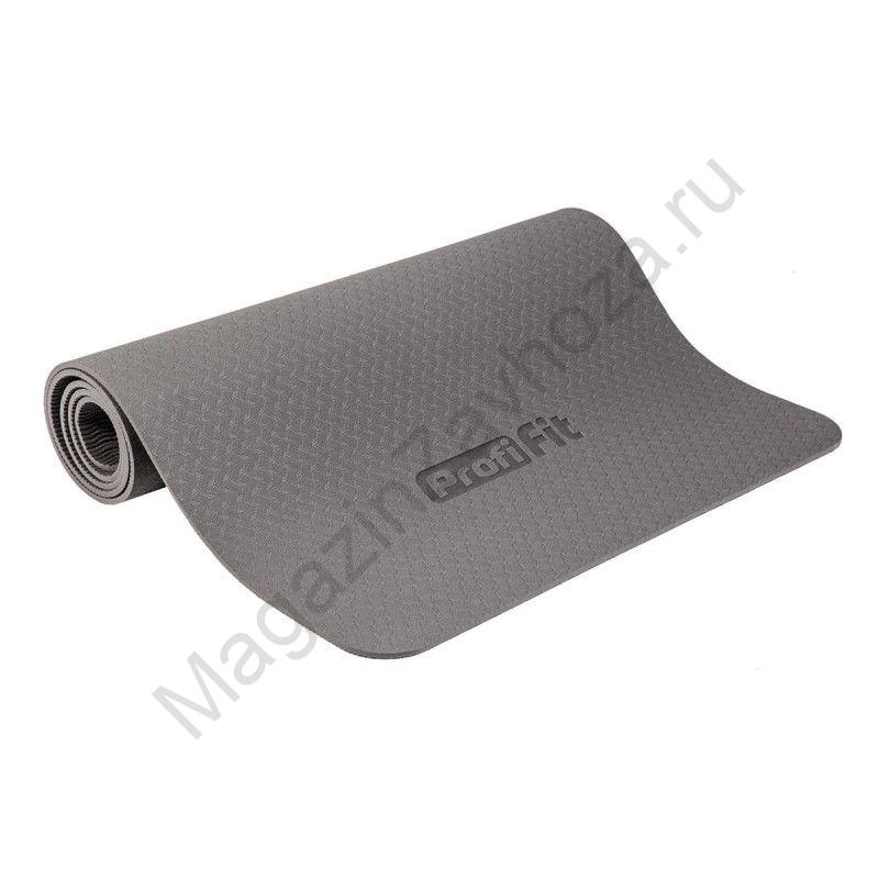 Коврик для йоги и фитнеса PROFI-FIT, 6 мм, СТАНДАРТ (серый)