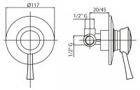 Смеситель для душа Cezares Giubileo внешняя часть GIUBILEO-DIM-01 схема 1