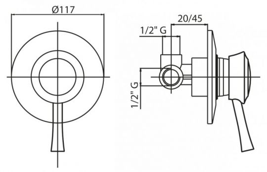 Смеситель для душа Cezares Giubileo внешняя часть GIUBILEO-DIM-01 схема 1