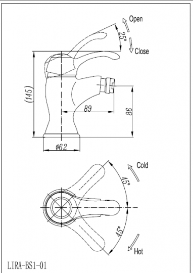 Смеситель Cezares Lira для биде LIRA-C-BS1-01 схема 5