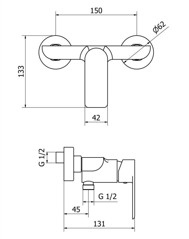 Смеситель в душ Cezares Furore FURORE-DM-01-Cr схема 1