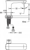 Cezares Tesoro смеситель для раковины без донного клапана TESORO-F-LS-01-W0 схема 1