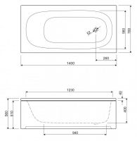 Короткая полимерная ванна Cezares Eco 140x70 схема 2