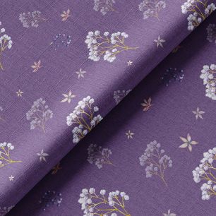Ткань хлопок для шитья кукол Е.Кононова Веточки на фиолетовом limit 215