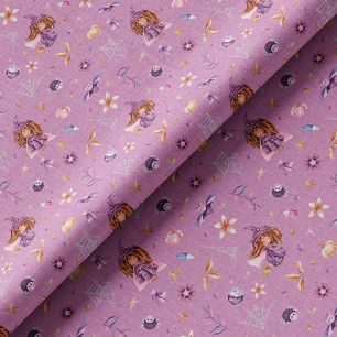 Ткань хлопок для шитья кукол Е.Кононова чародейки на сиреневом limit 170