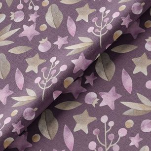 Ткань хлопок для шитья кукол Е.Кононова Ягодки и веточки на фиолетовом limit 018