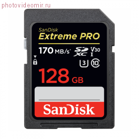 Карта памяти SD 128GB Sandisk Exreme PRO UHS-I Class 3 V30 170/90 mbs (SDSDXXY-128G-GN4IN)