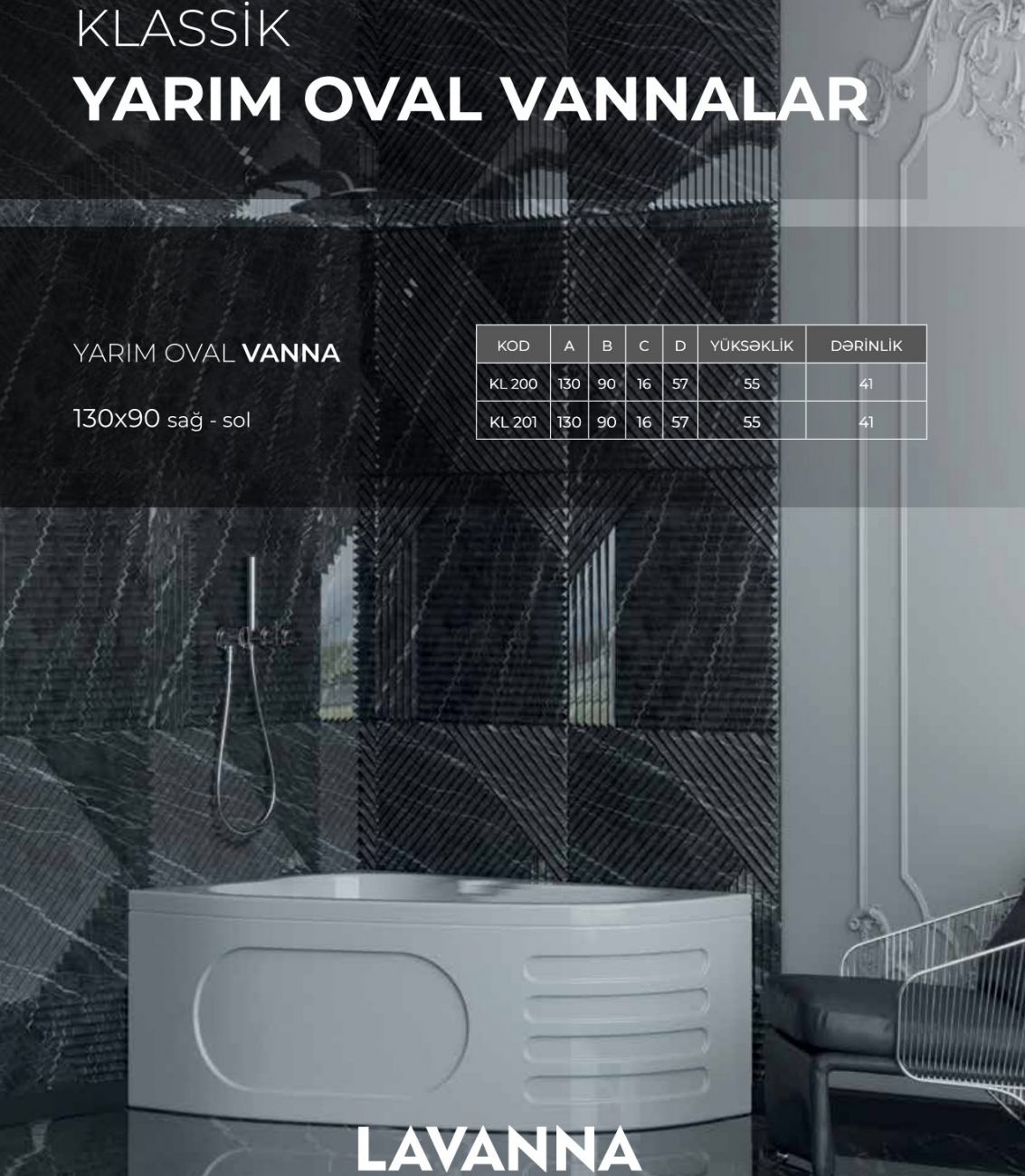 LAVANNA Yarımoval Asimmetrik Vannaları | Akril Vanna 130*90 (sm.)