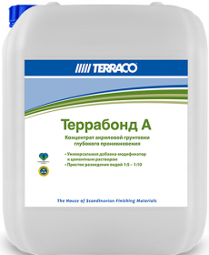 Грунтовка-Концентрат Terraco Terrabond A 10кг Добавка-Пластификатор, Универсальная, Бесцветная / Террако Террабонд А