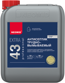 Антисептик Трудновымываемый Neomid Extra 43 ECO 5л для Наружных и Внутренних Работ / Неомид 43 Экстра Эко