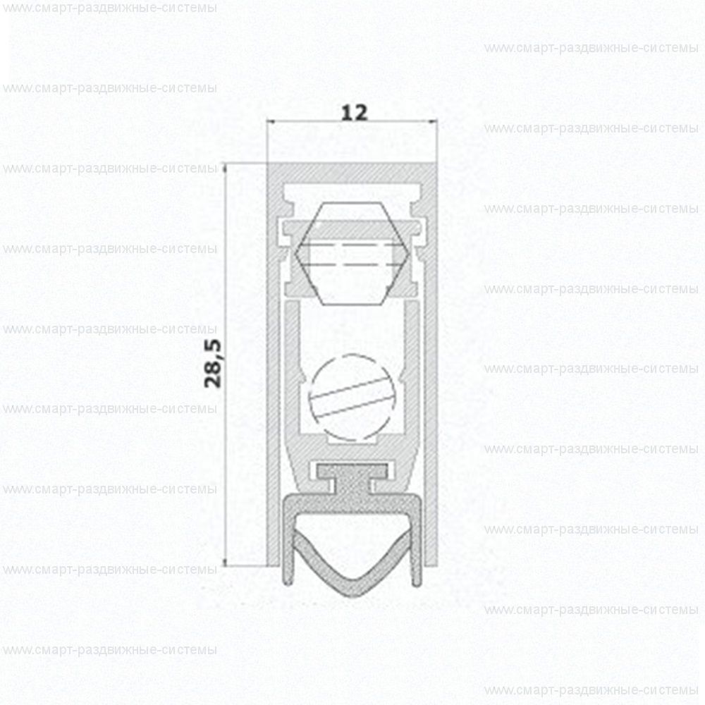 Автоматический порог врезной Venezia 1712/800-700 мм 44 Дб (регулировка 2 уровня)