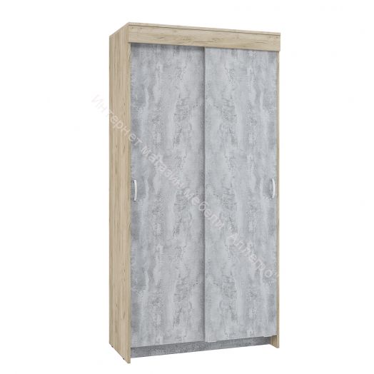 Шкаф купе "Бассо" 1,0 (Дуб крафт серый/Бетонный камень)