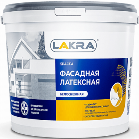 Краска Фасадная Латексная Лакра 3кг Белоснежная, Матовая / Lakra