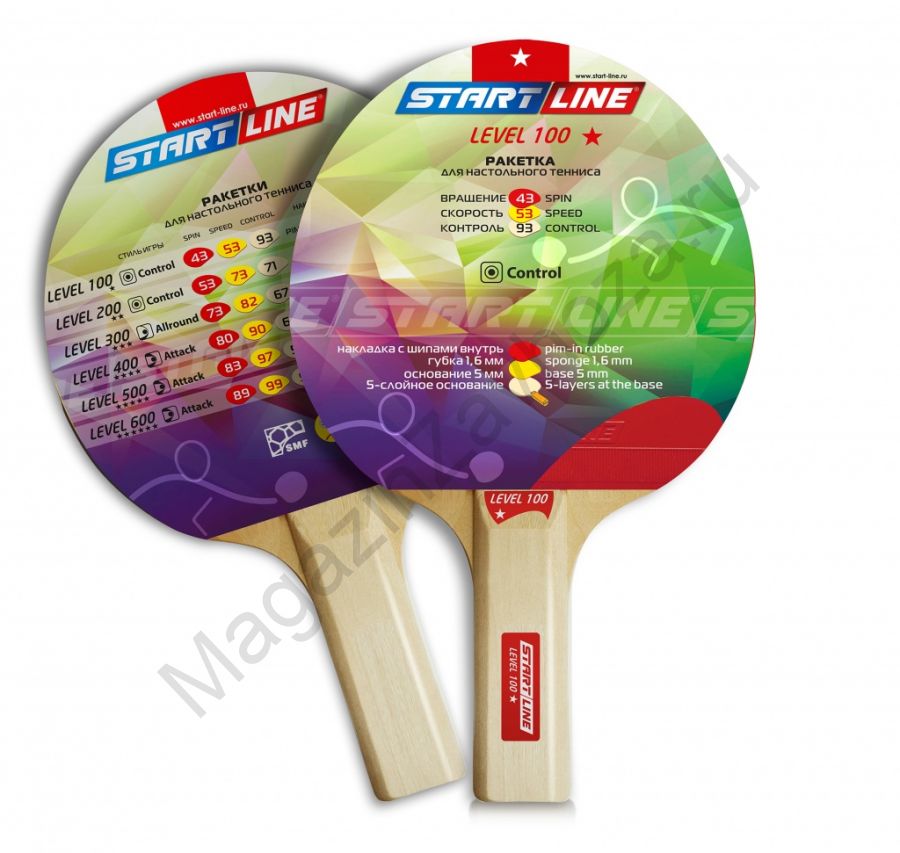 Ракетка для настольного тенниса Level 100 (прямая)