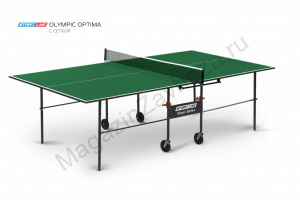 Теннисный стол Olympic Optima green - компактный стол для небольших помещений со встроенной сеткой