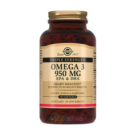 Солгар Тройная Омега 3, 100 капсул