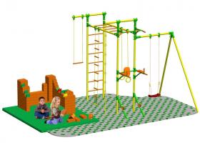 Puzzle + GigaBloks Playground для уличного спортивного комплекса с турником и брусьями Leco-IT Outdoor