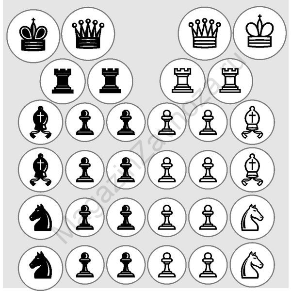 Набор из 32 кружков для установки шахматных фигур для поля с клеткой 57 х 57 мм