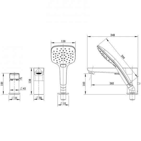 Смеситель Bravat Iguassu для ванны F5173218CP-1-RUS схема 2