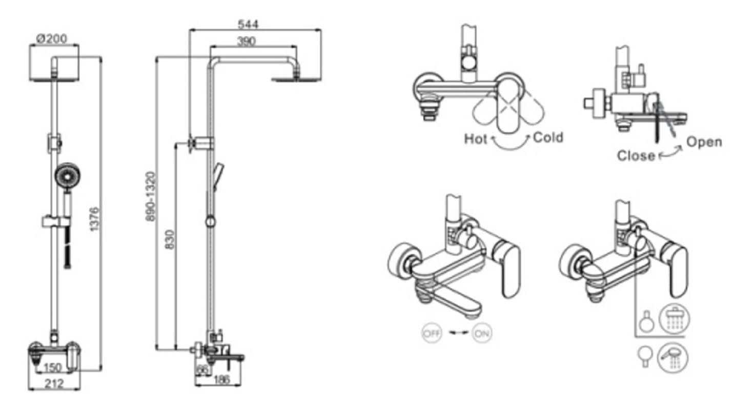 Душевая система Bravat Opal C F6125183CP для ванны схема 2