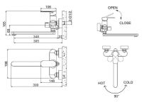 Смеситель Bravat Opal для ванны F6125183CP-02L-RUS универсальный без душа схема 2