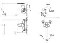 Универсальный смеситель Bravat Loop для ванны F6124182CP-02L-RUS с изливом схема 2