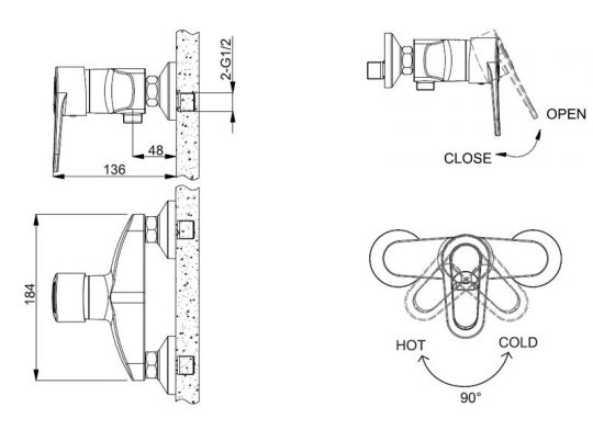 Смеситель Bravat Loop для душа F9124182CP-01-RUS ФОТО