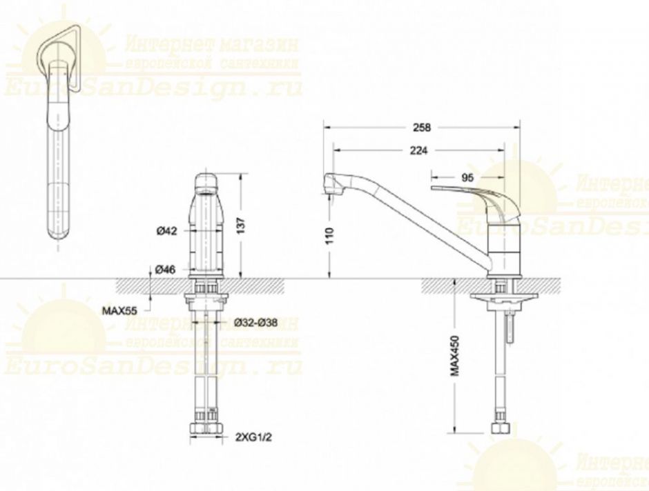 Смеситель для кухни Bravat Fit F7135188CP-RUS ФОТО