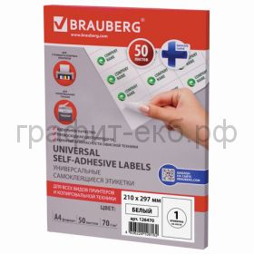 Этикетки самокл.А4 50л.неделен.Brauberg 126470